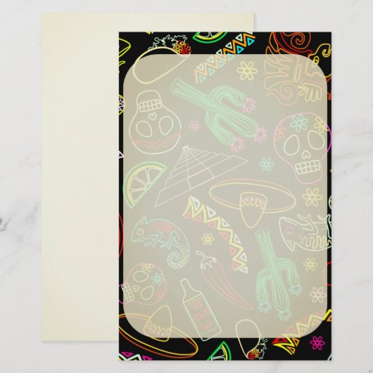 Mexico Fiesta Patroon Briefpapier (Voorkant / Achterkant)