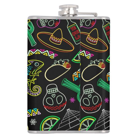 Mexico Fiesta Patroon Heupfles (Achterkant)