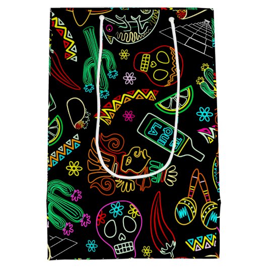 Mexico Fiesta Patroon Medium Cadeauzakje (Achterkant)