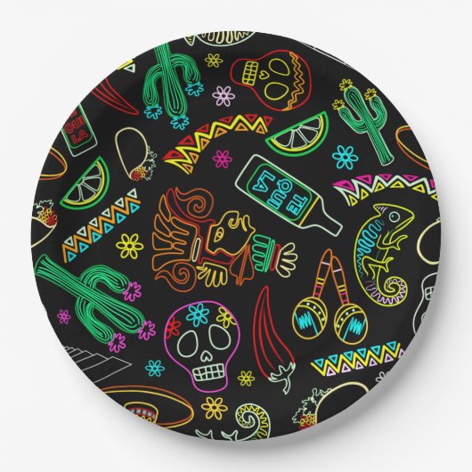 Mexico Fiesta Patroon Papieren Bordje (Voorkant)