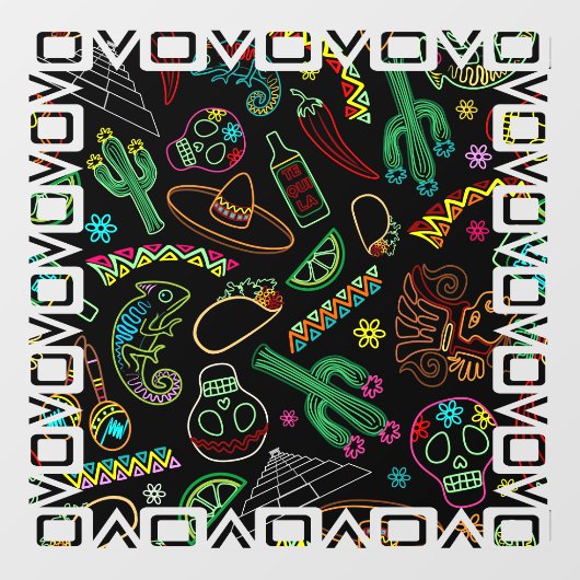 Mexico Fiesta Patroon Raamsticker (Vel)