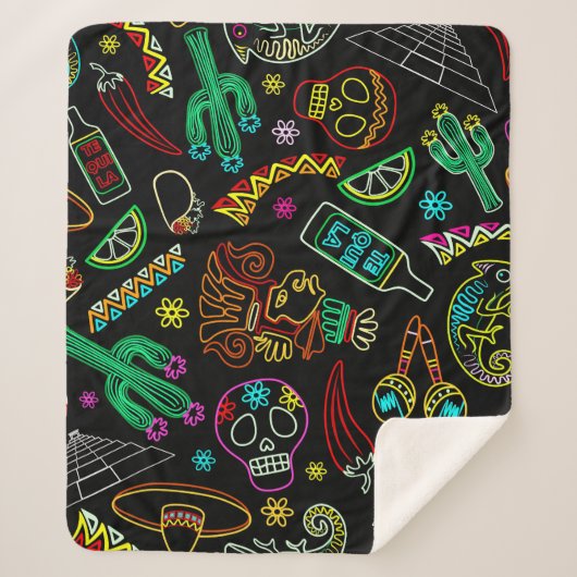 Mexico Fiesta Patroon Sherpa Deken (Voorkant)