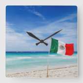 Mexico Flag Beach Vierkante Klok (Voorkant)