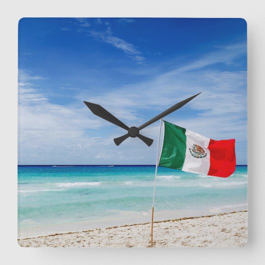 Mexico Flag Beach Vierkante Klok (Voorkant)