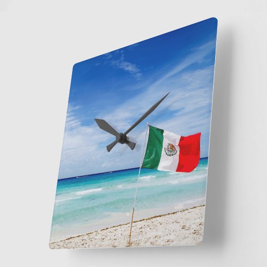 Mexico Flag Beach Vierkante Klok (Hoek)