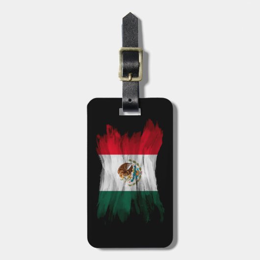 Mexico flag brush stroke, national flag bagagelabel (Voorkant verticaal)