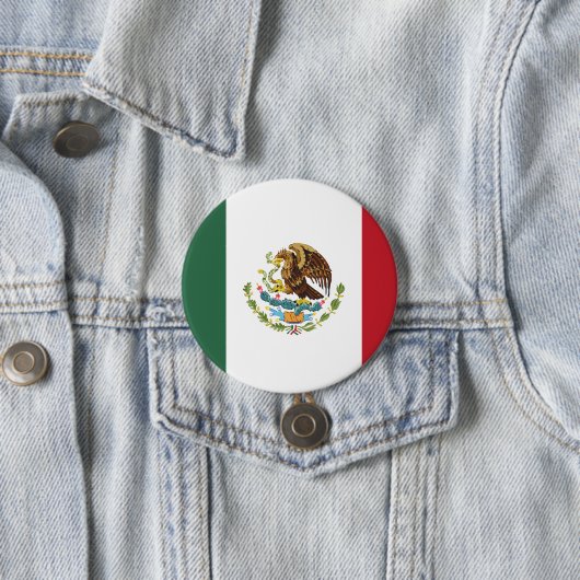 Mexico Flag Design Pin Button (In situ)