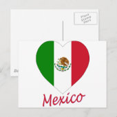Mexico Flag Heart Briefkaart (Voorkant / Achterkant)