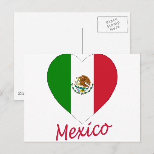 Mexico Flag Heart Briefkaart (Voorkant / Achterkant)