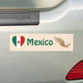Mexico Flag Heart + Map Bumpersticker (Op auto)