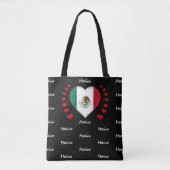 Mexico Flag & Heart, Mexicaanse vlag mode/sport Tote Bag (Voorkant)