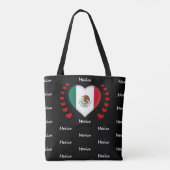 Mexico Flag & Heart, Mexicaanse vlag mode/sport Tote Bag (Achterkant)