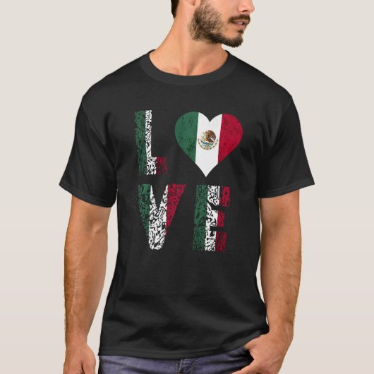 Mexico Flag Love Heart Mexicaanse Pride Mexicaanse T-shirt (Voorkant)