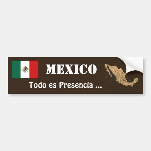 Mexico Flag + Map Bumpersticker (Voorkant)