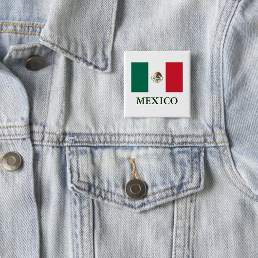 Mexico Flag Pin Back Button (In situ)