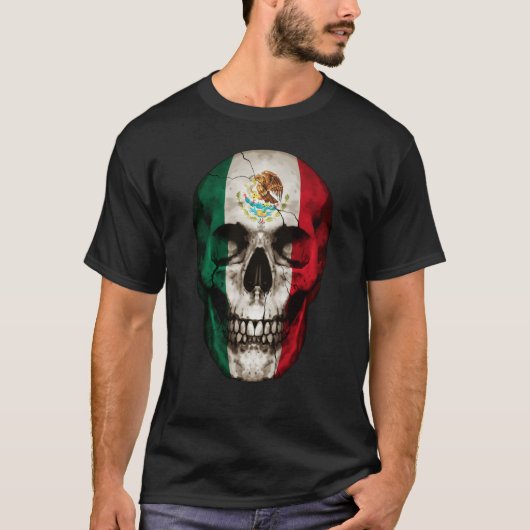 Mexico Flag Skull Mexican Roots Proud Patriotic T-shirt (Voorkant)