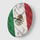 Mexico Flag Wall Clock — Waving Flag Design Grote Klok (Hoek)