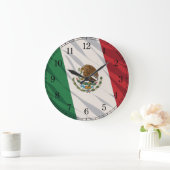 Mexico Flag Wall Clock — Waving Flag Design Grote Klok (Huis)