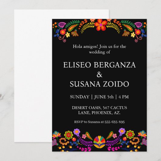Mexico Floral Mexicaanse bruiloft uitnodigingen (Voorkant / Achterkant)