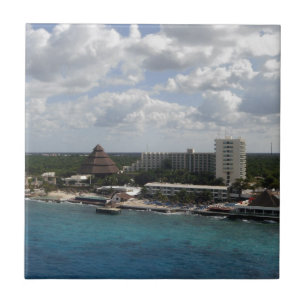 Mexico-gebouwen en oceaan tegeltje