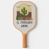 Mexico geïnspireerde belettering, Desert cactus pl Pickleball Paddle (Voorkant)