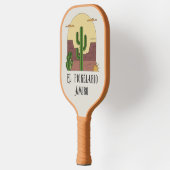 Mexico geïnspireerde belettering, Desert cactus pl Pickleball Paddle (Links)