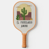 Mexico geïnspireerde belettering, Desert cactus pl Pickleball Paddle (Achterkant)