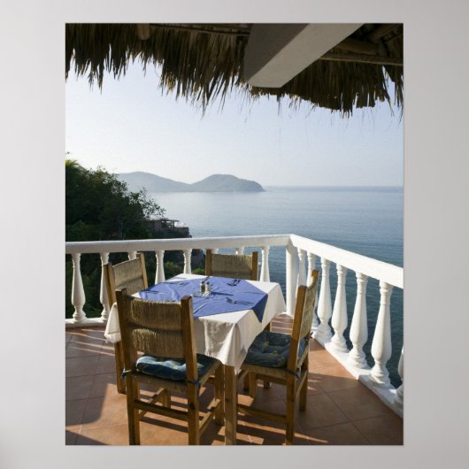 Mexico, Guerrero, Zihuatanejo. Cafétafel over Poster (Voorkant)