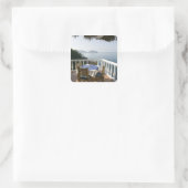 Mexico, Guerrero, Zihuatanejo. Kafeltabel over Vierkante Sticker (Tas)