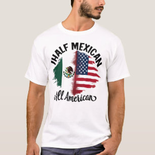 Mexico Half Mexicaans-Amerikaanse vlag mannen Vrou T-shirt