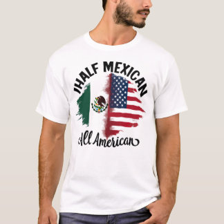 Mexico Half Mexicaans-Amerikaanse vlag mannen Vrou T-shirt
