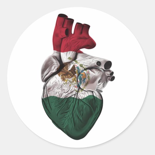 Mexico Heart Flag Ronde Sticker (Voorkant)