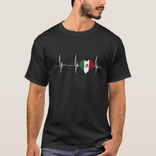 Mexico Heart Heartbeat EKG Pulse Mexican Pride Mex T-shirt