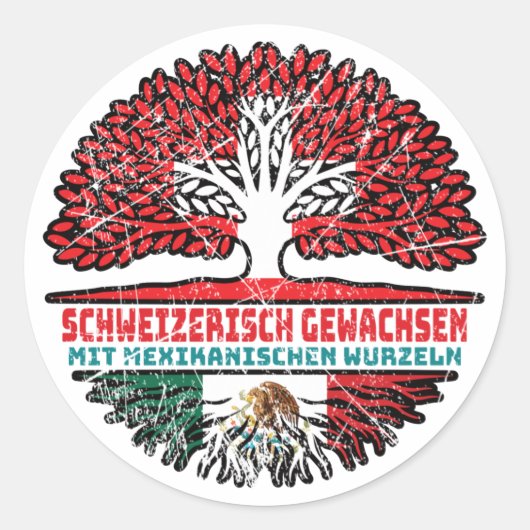 Mexico iko Mexico ikanisch Schweizer Schweiz Baum Ronde Sticker (Voorkant)