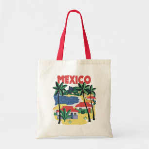 Mexico illustratie met strandscène tote bag