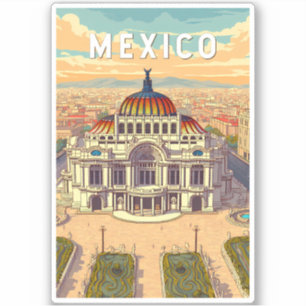 Mexico Illustratie Reis Kunst Vintage Sticker
