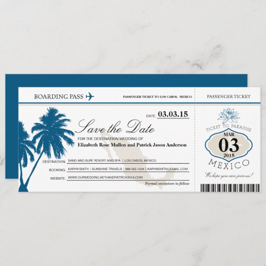 Mexico-instapkaart Opslaan datum Save The Date (Voorkant / Achterkant)