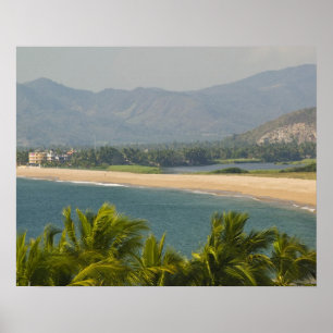 Mexico, Jalisco, Barra de Navidad. Stadsstrand Poster