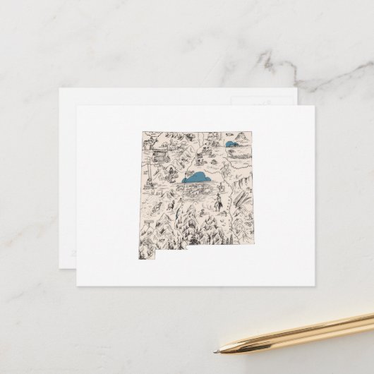 Mexico - kaart Antiek - Afbeelding (Voorkant / Achterkant in situ)