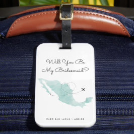Mexico-kaart | Cabo | Bent u mijn Bridesmaid? Bagagelabel