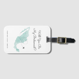 Mexico-kaart | Cabo | Bent u mijn Bridesmaid? Bagagelabel