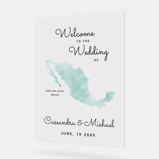 Mexico-kaart | Cabo | Welkom bestemmingsbruiloft Acryl Bord (Hoek)