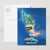 Mexico kaart illustratie reisposter. (Voorkant / Achterkant)