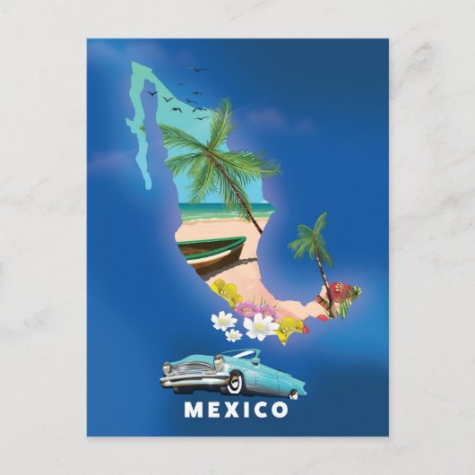 Mexico kaart illustratie reisposter. (Voorkant)