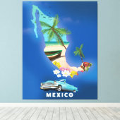 Mexico kaart illustratie reisposter. canvas afdruk (Insitu (Houten vloer))