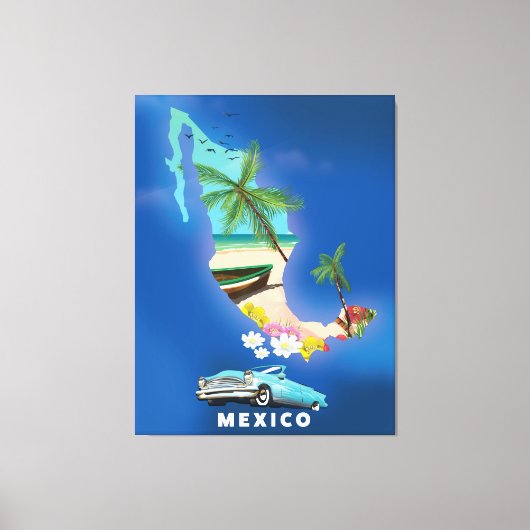 Mexico kaart illustratie reisposter. canvas afdruk (Voorkant)