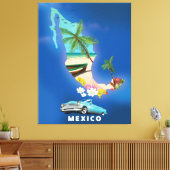 Mexico kaart illustratie reisposter. canvas afdruk (Insitu (Woonkamer))