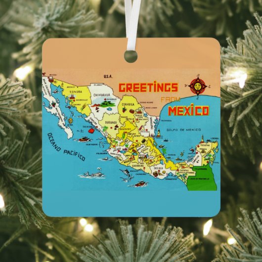Mexico Kaart Metalen Ornament (Insitu)