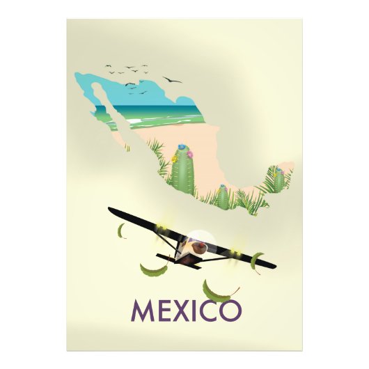 Mexico kaart Reisposter Foto Afdruk (Voorkant)