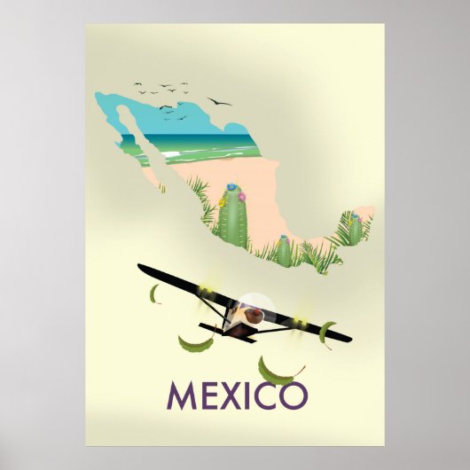 Mexico kaart Reisposter Poster (Voorkant)